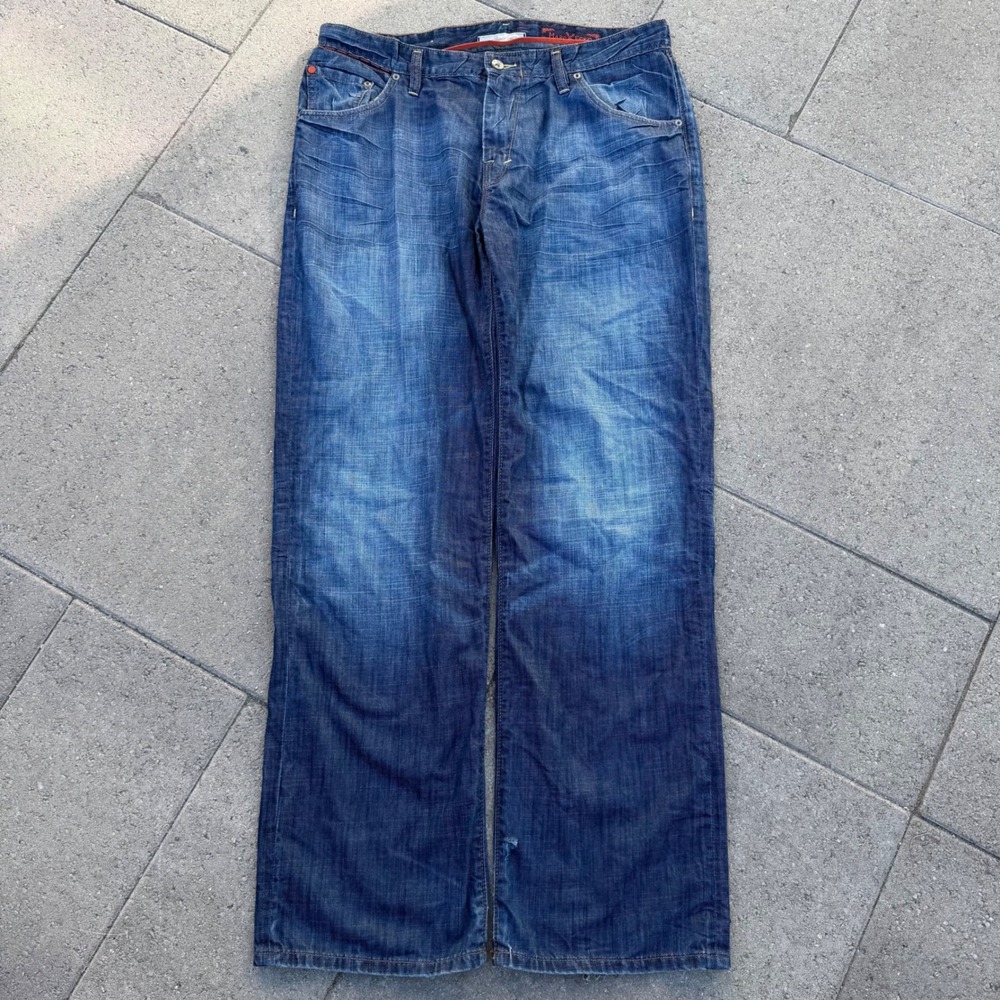 Marc Ecko Cut & Sew Mens Regular Fit Blue Denim Jeans 34x32 Medium Wash